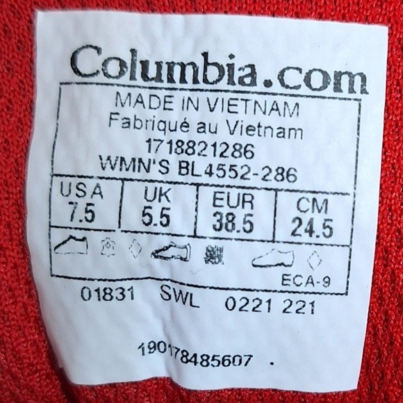 Columbia Newton Ridge Plus Waterproof Hiking Boots Tan Red Womens 7.5 BL1552-286 - Picture 10 of 10